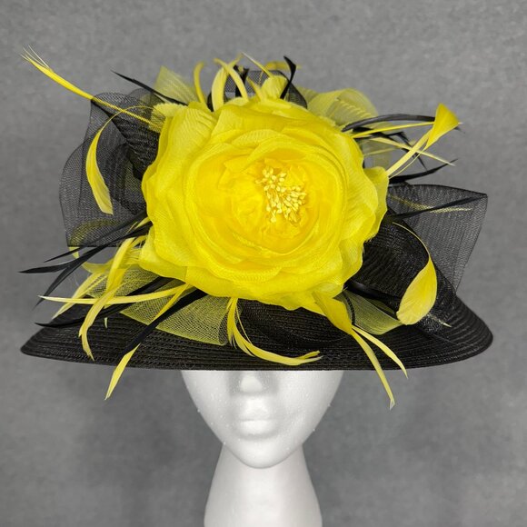 Black and Yellow KENTUCKY DERBY HAT or SUNDAY CHURCH SERVICE HAT - Picture 1 of 4